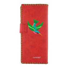 Load image into Gallery viewer, LAVISHY Embroidered Love Hummingbirds & Flower Vegan/Faux Leather Large Flat Wallet (Red)