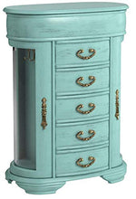 Load image into Gallery viewer, Hives & Honey Daphne Oval Glass Turquoise Jewelry Chest Jewelry Organizer Box Case Mirrored Storage