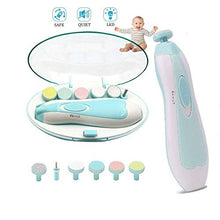 Load image into Gallery viewer, EzzySo Electric Baby Nail File, Illuminated Baby Nail Trimmer, 6 Replacement Pads and 4 Speed Control Modes, Suitable for Newborn Female Adult Toes, Blue (2Pcs)