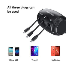 Load image into Gallery viewer, SUPERLIT Multi Car Retractable Backseat 3 in 1 Car Charging Station Box Compatible with All Phones | iPhone | Samsung | Android | Share Ride Customer Charging Dock Attach to Headrest