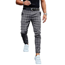 Load image into Gallery viewer, Generic Men's Traditional Plaid Chino Pants Slim Fit Casual Striped Slacks Loose Comfort Scottish Grid Trousers (Dark Gray,Large)