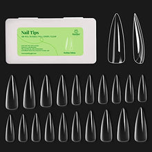 Load image into Gallery viewer, Beetles Medium Stiletto False Nails Tips 500Pcs &Nail Glue 3 pcs Clear Artificial False Nails Need Nail Glues for Acrylic Nail/Dip Powder Nails/Poly Nail Extension Gel Nail Art DIY Home
