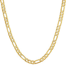 Load image into Gallery viewer, Lifetime Jewelry 4mm Figaro Chain Necklace 24k Gold Plated for Men Women & Teen (Gold, 20)
