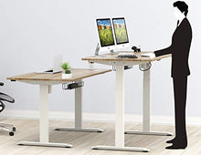 Load image into Gallery viewer, SHW 55-Inch Large Electric Height Adjustable Computer Desk, 55 x 28 Inches, Oak