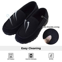 Load image into Gallery viewer, Mens Moccasin Slippers with Memory Foam Cozy House Slippers with Rubber Soles Non Slip House Shoes Indoor Outdoor Grey Size 11