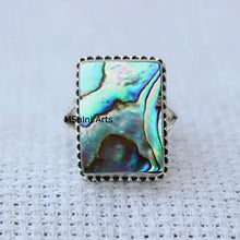 Load image into Gallery viewer, 925 Sterling Silver Ring For Men & Women, Natural Abalone Shell Ring Gemstone Unique Handcrafted Ring
