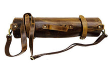 Load image into Gallery viewer, Leather Knife Roll | Leather Knife Case | Leather Knife Roll for Chef | Chef Knife Roll | Leather Knife Roll Bag | Kitchen Knife Case | Leather Knife Roll Bag for Travel (Brown 1)