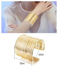 Load image into Gallery viewer, CASSIECA 4 Pcs Cuff Bangle Bracelet Set for Women Smooth Open Wide Wire Grooved Bracelets Adjustable Gold Sliver-Tone Plated Fashion Jewelry