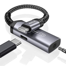 Load image into Gallery viewer, JSAUX USB C to 3.5mm Headphone and Charger Adapter, 2-in-1 USB C to AUX Mic Jack with PD 30W Fast Charging for Stereo, Earphones,Compatible with Galaxy S20/S21/S22 Note 20/10, Pixel 2/3/4 XL,-Grey