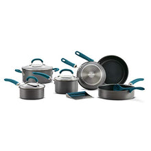 Load image into Gallery viewer, Rachael Ray Create Delicious Hard Anodized Nonstick Cookware Pots and Pans Set, 11 Piece, Gray with Teal Handles