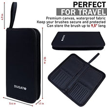 Load image into Gallery viewer, DUGATO Paint Brush Holder & Organizer, Premium Black Canvas Bag, Case Brush For 15 Pcs Oil, Acrylic, Watercolor Paintbrushes, Artist Brush Carrying Case/w Pop-Up Flaps (Brush Not Included)