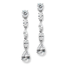 Load image into Gallery viewer, Mariell Gorgeous Linear Mix-Shape Cubic Zirconia Bridal, Prom & Holiday Dangle Earrings - Platinum Plated