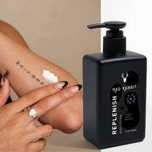 Load image into Gallery viewer, Mad Rabbit Replenish Tattoo Body Lotion - Unscented Lotion for Inked & Non- Inked Skin, Non-Greasy & Silicone-Free w/ Natural Ingredients, Lightweight & Long-Lasting Hydration for Daily Use