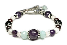 Load image into Gallery viewer, Stress Relief and Anti Anxiety Bracelet-Natural Gemstones Rose Quartz, Amazonite, Amethyst, Black Onyx, Moonstone, Garnet, crystal healing, holistic wellness jewelry