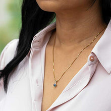 Load image into Gallery viewer, Peora Created Alexandrite with Genuine Diamond Pendant in 14 Karat Yellow Gold, Heart Shape Solitaire, 6mm, 1 Carat total
