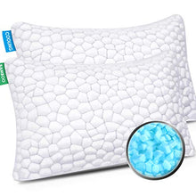 Load image into Gallery viewer, Cooling Bed Pillows for Sleeping 2 Pack Shredded Memory Foam Pillows Adjustable Cool BAMBOO Pillow for Side Back Stomach Sleepers - Luxury Gel Pillows Queen Size Set of 2 with Washable Removable Cover