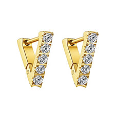 Load image into Gallery viewer, BUEMMR Geometric Triangle AAAAA+ Cubic Zirconia Small Hoop Earrings, 14k Gold Plated Jewelry Gift for Women Girls
