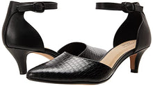 Load image into Gallery viewer, Clarks womens Linvale Edyth pumps shoes, Black Leather/Croc Combi, 8.5 US