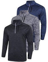 Load image into Gallery viewer, Liberty Imports Pack of 3 Men's Performance Quarter Zip Pullovers with Pockets, Quick Dry Active Long Sleeve Shirts (Edition 1, Large)