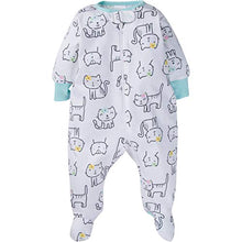Load image into Gallery viewer, Onesies Brand Baby Girls' 4-Pack Sleep 'N Play Footies Multi Pack, cats, 0-3 Months