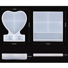 Load image into Gallery viewer, LET'S RESIN Resin Photo Frame Molds, Large Size Silicone Picture Frames Resin Molds for Casting, Square & Heart Shape Silicone Epoxy Molds for DIY Home Table Decor