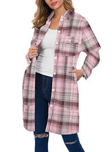 Load image into Gallery viewer, Little Girls Long-Sleeve Flannel Shirt Casual Button Up Buffalo Plaid Long Shirts, Long-Pink Plaid, 5-6 Years = Tag 130