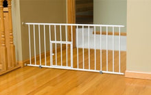 Load image into Gallery viewer, Carlson Pet Products MINI Expandable Extra Wide Pet Gate with Small Pet Door (916006), White, 18-31 inches