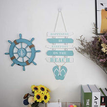 Load image into Gallery viewer, Wooden Wall Decorative Sign Wood Plaque Sign Wooden Beach Plaque Door Wall Plaque Decor Hanging Wall Sign Hanging Wood Wall Decoration-HAPPINESS IS BAREFOOT ON THE BEACH 17" x 8" (Light Blue)