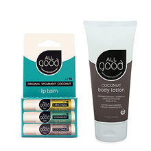 Load image into Gallery viewer, All Good Bundle: SPF 15 Lip Balm 3-Pack + Coconut Lotion