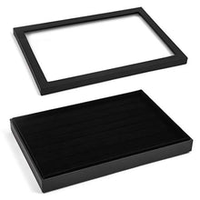Load image into Gallery viewer, Black Jewelry Storage Trays Organizer Set with Clear Lid (13.5 x 9.5 Inches)