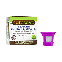 Load image into Gallery viewer, Perfect Pod Cafe Save Reusable K Cup Pod Coffee Filters | Refillable Coffee Pod Capsules with Built-In, Integrated Mesh Strainer for Use with Keurig & Select Single Cup Coffee Machines, 4-Pack