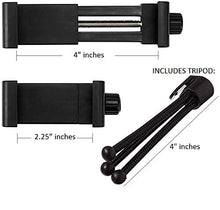 Load image into Gallery viewer, Alphx Universal Smartphone Tripod Cell Phone Holder Mount Adapter Set, Fits iPhone, Samsung, and All Phones, Rotates Vertical and Horizontal with Adjustable Clamp, Includes Mini Tripod