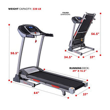 Load image into Gallery viewer, Sunny Health & Fitness Portable Treadmill with Auto Incline, Device Holder, Pulse Grips, 220 LB Max Weight and Shock Absorbers - SF-T7705