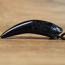 Load image into Gallery viewer, COAI Reiki Healing Wolf Tooth Black Obsidian Genuine Stones Pendant Necklace for Men