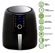 Load image into Gallery viewer, Simple Living Products XL Digital Air Fryer, 8 Custom Presets, 2 Hour Keep Warm and Memory Control Function, Airfryer Recipe Cookbook, Black High Gloss Finish with 5.8 Quart Capacity