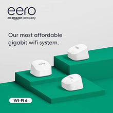 Load image into Gallery viewer, Introducing Amazon eero 6+ dual-band mesh Wi-Fi 6 system, with built-in Zigbee smart home hub and 160MHz client device support (3-pack)