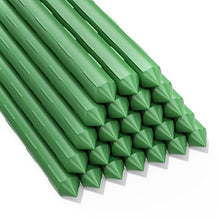 Load image into Gallery viewer, Pack of 25 Garden Stakes Sturdy Plant Sticks Plastic Coated Plant Stakes Support Metal Tomato Stakes for Cucumber, Strawberry, Beans, Trees (48 Inch)