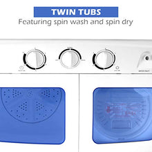 Load image into Gallery viewer, Giantex Portable Mini Compact Twin Tub Washing Machine 17.6lbs Washer Spain Spinner Portable Washing Machine, Blue+ White