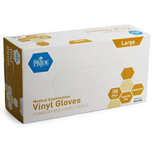 Load image into Gallery viewer, Medpride Medical Vinyl Examination Gloves (X-Large, 100-Count) Latex Free Rubber | Disposable, Ultra-Strong, Clear | Fluid, Blood, Exam, Healthcare, Food Handling Use | No Powder
