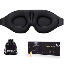 Load image into Gallery viewer, MZOO Sleep Eye Mask for Men Women, 3D Contoured Cup Sleeping Mask & Blindfold, Concave Molded Night Sleep Mask, Block Out Light, Soft Comfort Eye Shade Cover for Travel Yoga Nap, Black