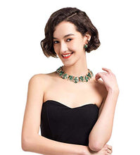 Load image into Gallery viewer, Green Statement Necklace and Earrings Set with Rhinestone for Women Costume Prom Party Big Chunky Jewelry Sets
