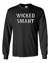 Load image into Gallery viewer, Long Sleeve Adult T-Shirt Wicked Smaht Boston Funny Humor Parody (Large, Black)