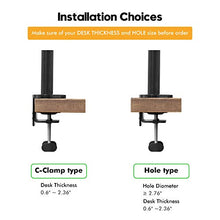 Load image into Gallery viewer, viozon Monitor and Laptop Mount, 2-in-1 Adjustable Dual Arm Desk Mounts Single Desk Arm Stand/Holder for 17 to 32 Inch LCD Computer Screens, Extra Tray Fits 12 to 17 inch Laptops (Black)