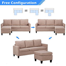 Load image into Gallery viewer, Bonnlo Convertible Sectional Sofa L Shaped Sectional Couch Small 3-Seater Sectional Sofas,Modern Living Room Sectional Sofa Couch with Reversible Chaise (Beige)