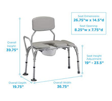 Load image into Gallery viewer, NOVA Padded Tub Transfer Bench for Bath or Shower with Commode Opening, Seat & Backrest Removable & Reversible, Comes with Commode Bucket & Lid
