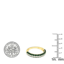 Load image into Gallery viewer, Dazzlingrock Collection 18K Round Lab Created Emerald & White Diamond Ladies Wedding Band, Yellow Gold, Size 9