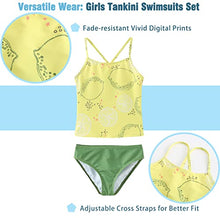 Load image into Gallery viewer, Big Girls 3 Piece Rash Guard Swimsuits Set Tankini Bathing Suits for Girls Long Sleeve Beach Swimwear Yellow Size 14/12-14 Years