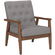 Load image into Gallery viewer, Baxton Studio Sorrento Mid-Century Retro Modern Fabric Upholstered Wooden Lounge Chair, Grey