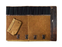 Load image into Gallery viewer, Personalized Leather Knife Roll Storage Bag | Elastic and Expandable 10 Pockets | Adjustable/Detachable Shoulder Strap | Travel-Friendly Chef Knife Case Roll By Aaron Leather Goods