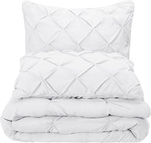 Load image into Gallery viewer, AmazonBasics Pinch Pleat Down-Alternative Comforter Bedding Set - Full / Queen, Bright White